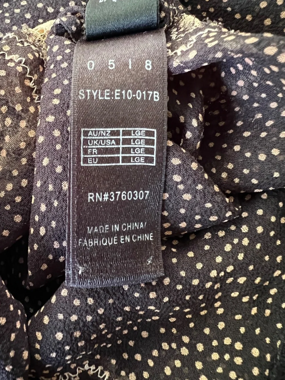 Elle Macpherson Intimates 100% Silk Black Polka Dot Lace Chemise Slip Size Large